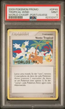 PSA 9 VENTO TROPICAL WIND DP48 POKEMON WORLD CHAMPIONSHIPS 2009 PROMO CARD PORTU - Image 1