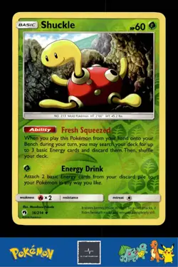 2018 Pokemon SM Lost Thunder 16/214 Shuckle Reverse - Image 1