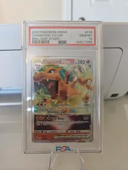 2022 Pokemon SWSH Brilliant Stars 018 Charizard VSTAR PSA 10 Gem Mint - Image 1