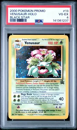 2000 POKEMON PROMO BLACK STAR #13 VENUSAUR-HOLO PSA 4 - Image 1