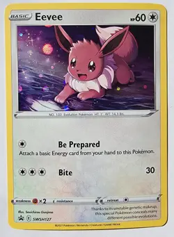 Eevee 2021 Holo Swirl Promo Pokemon #SWSH127 - Evolving Skies - NRMT - MINT!! - Image 1