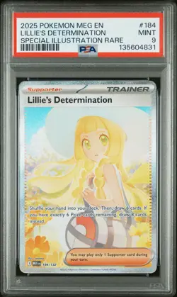 2025 POKEMON MEG EN-MEGA EVOLUTION #184 LILLIE'S DETERMINATION PSA 9 - Image 1