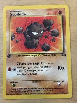 Pokemon TCG Geodude Fossil 47/62 1st Edition Basic 50 HP Regular English 1999 - Image 1
