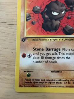 Pokemon TCG Geodude Fossil 47/62 1st Edition Basic 50 HP Regular English 1999 - Image 2