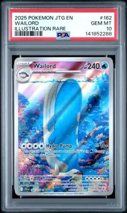 2025 POKEMON JTG EN-JOURNEY TOGETHER ILLUSTRATION RARE #162 WAILORD PSA 10 - Image 1