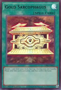 (3x) Gold Sarcophagus - CH01-EN032 - NM - Ultra Rare - 1st ed - Yugioh - Image 1