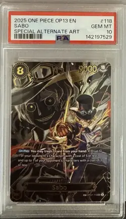 One Piece Sabo OP07-118 Special Alt Art SP Carrying On His Will PSA 10 Gem Mint - Image 1