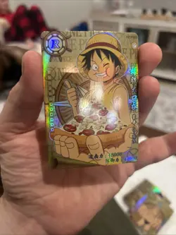 One Piece Luffy Eating Pizza Anime Manga SSR RARE Mint Holo Trading Card CCG TCH - Image 1