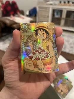 One Piece Luffy Eating Pizza Anime Manga SSR RARE Mint Holo Trading Card CCG TCH - Image 2