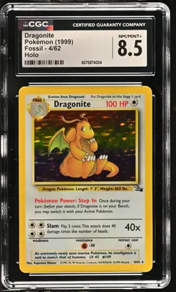 CGC 8.5 Dragonite 1999 Fossil 4/62 Holo Pokemon Card - Image 1
