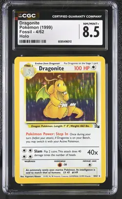 CGC 8.5 Dragonite 1999 Fossil 4/62 Holo Pokemon Card - Image 1