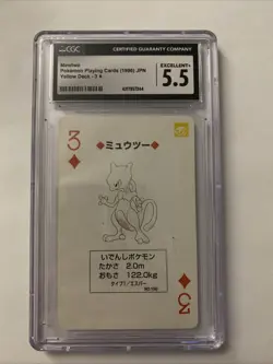 Pokemon 1996 Mewtwo Yellow Deck Poker Playing Card CGC 5.5 - Image 1