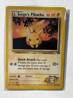 Pokemon TCG Lt. Surge's Pikachu Card #84/132 Gym Challenge, Regular Non-Holo - Image 1