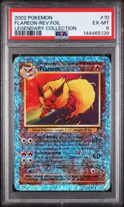 Pokemon 2002 Flareon Legendary Collection Reverse Holo Foil Card PSA 6 10/110 - Image 1