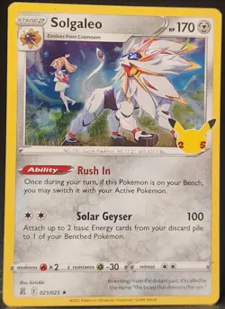 Pokemon TCG Solgaleo 25th Celebrations 021/025 Holo Rare Card 2021 - Image 1