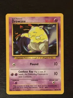 Pokemon TCG Drowzee Base Set, Unlimited Common Card 49/102 LP - Image 1