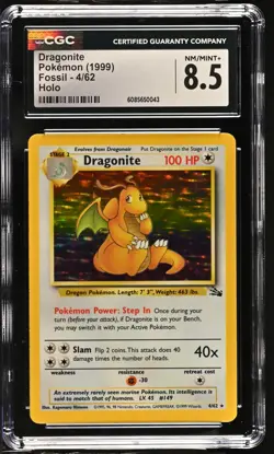 CGC 8.5 Dragonite 1999 Fossil 4/62 Holo Pokemon Card - Image 1