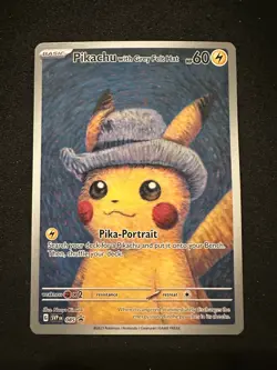 Pokemon Pokemon x Van Gogh Museum Grey Felt Hat Pikachu Black Star Promo SVP 085 - Image 1