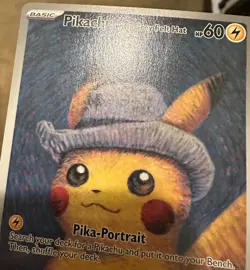 Pokemon Pokemon x Van Gogh Museum Grey Felt Hat Pikachu Black Star Promo SVP 085 - Image 3