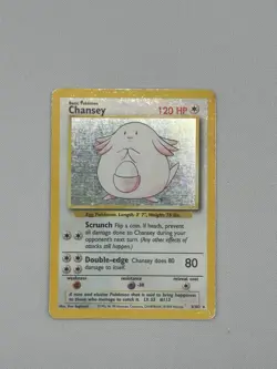 Pokemon TCG Base Set Unlimited Chansey Holo Rare 3/102 MP/DMG - Image 1