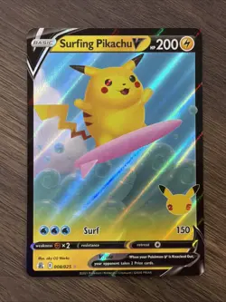 2021 Pokemon Celebrations #008/025 Surfing Pikachu V Mint - Image 1