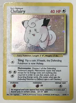 1999 Pokemon TCG Holo Rare CLEFAIRY 5/102 - Image 2