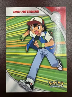 Pokemon Topps Series 3 Ash Ketchum HV1 TV Animation Blue Logo Heroes & Villians - Image 1