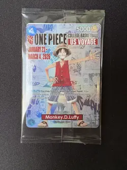 One Piece Monkey.D.Luffy US College Basketball Promo Card *SEALED* - Image 1