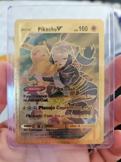Pikachu V Gold Foil Fan Art Textured Collector Pokemon Card TG05/TG30 HP160 - Image 1
