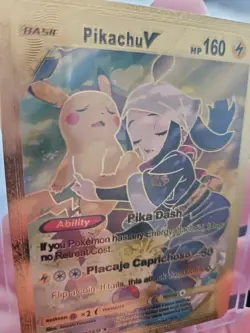 Pikachu V Gold Foil Fan Art Textured Collector Pokemon Card TG05/TG30 HP160 - Image 3