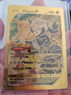 Pikachu V Gold Foil Fan Art Textured Collector Pokemon Card TG05/TG30 HP160 - Image 4