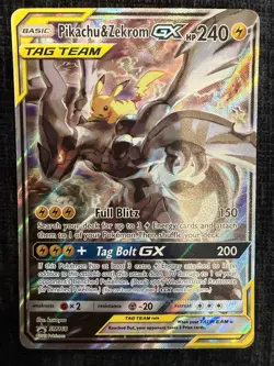 Pikachu & Zekrom GX Tag Team SM 168 Holo Promo Pokemon Card - Image 1