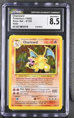 CGC 8.5 Charizard 1999 Base Set 4/102 Holo Pokemon Card - Image 1