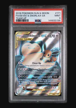 Eevee and Snorlax GX Full Art Holo Card #171/181 PSA 9 - Image 1