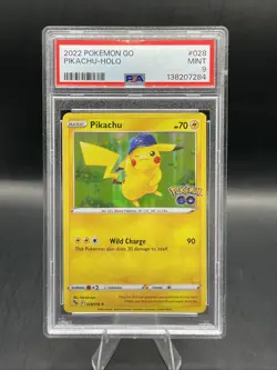 Pokemon Pikachu TCG Holo Rare Card 028/078 Pokemon Go 2022 PSA 9 - Image 1