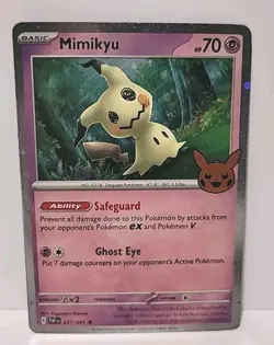 2024 Pokemon Trick or Trade 037/091 Mimikyu Cosmo Holo Safeguard Ghost Eye - Image 3