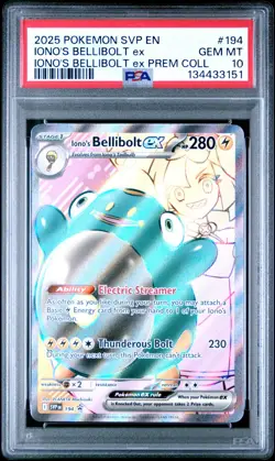 2025 POKEMON SVP EN-SV BLACK STAR PROMO #194 IONO'S BELLIBOLT EX PSA 10 - Image 1