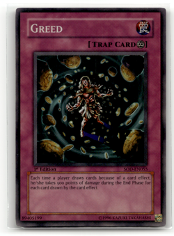 Greed SOD-EN055 1st Edition Super Rare Soul of the Duelist LP - Image 1