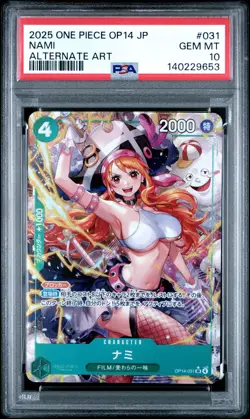 2025 ONE PIECE JPN OP14-THE AZURE SEA'S SEVEN ALTERNATE ART #031 NAMI PSA 10 - Image 1