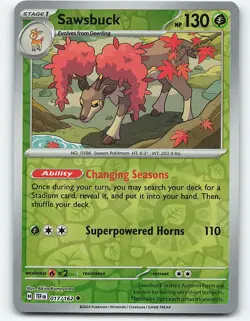 Sawsbuck #017/162, Reverse Holo Pokemon card - Image 1