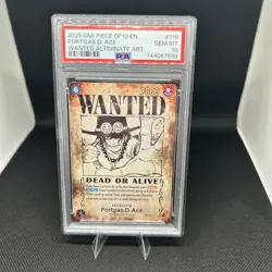 Luffy Ace Sabo Roger OP13 SEC SP Wanted Set. One Piece Cards Sequential PSA 10 - Image 2
