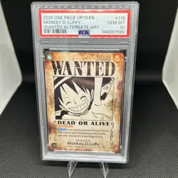 Luffy Ace Sabo Roger OP13 SEC SP Wanted Set. One Piece Cards Sequential PSA 10 - Image 4