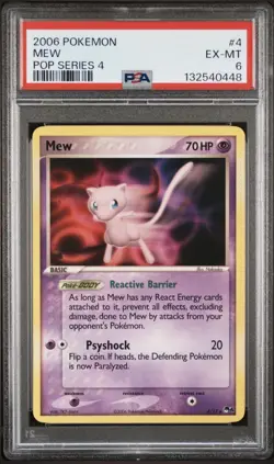 Mew NON Holo 4/17 - 2006 Pop Series Promo 4 Rare Pokemon Card Graded PSA 6 - Image 1