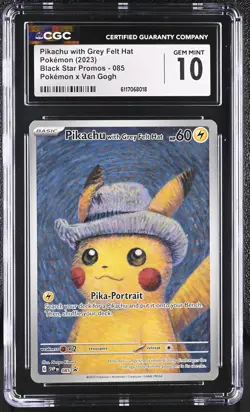 Pikachu With Grey Felt Hat 085 Pokemon X Van Gogh Pokemon CGC 10 Gem Mint *018 - Image 1