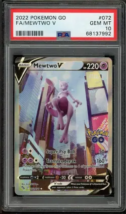 Mewtwo V 072 Go Pokemon PSA 10 *992 - Image 1