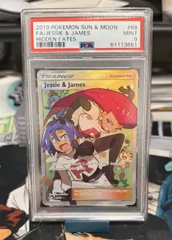 Pokemon Jesse & James Full Art Trainer PSA 9 Sun And Moon Hidden Fates 68/68 MT - Image 1