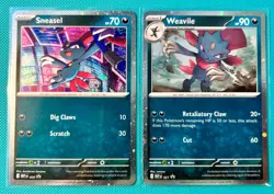 Sneasel 020 & Weavile 021 - Phantasmal Flames Cosmos Holo Promos Pokemon NM - Image 1
