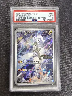 2025 POKEMON JTG EN-JOURNEY TOGETHER #167 N'S RESHIRAM PSA 9 STAMPED PROMO - Image 1