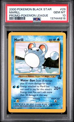 2000 POKEMON PROMO BLACK STAR POKEMON LEAGUE #29 MARILL PSA 10 - Image 1