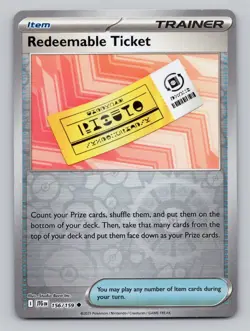 Reverse Holo Redeemable Ticket 156/159 Uncommon SV09: Journey Together Pokemon - Image 1